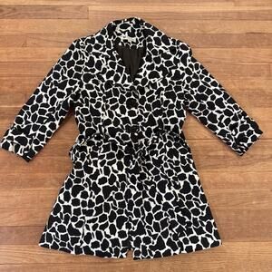 Papillon black white  3/4 sleeve belted a-line mini tunic shirt dress sz S
 b75